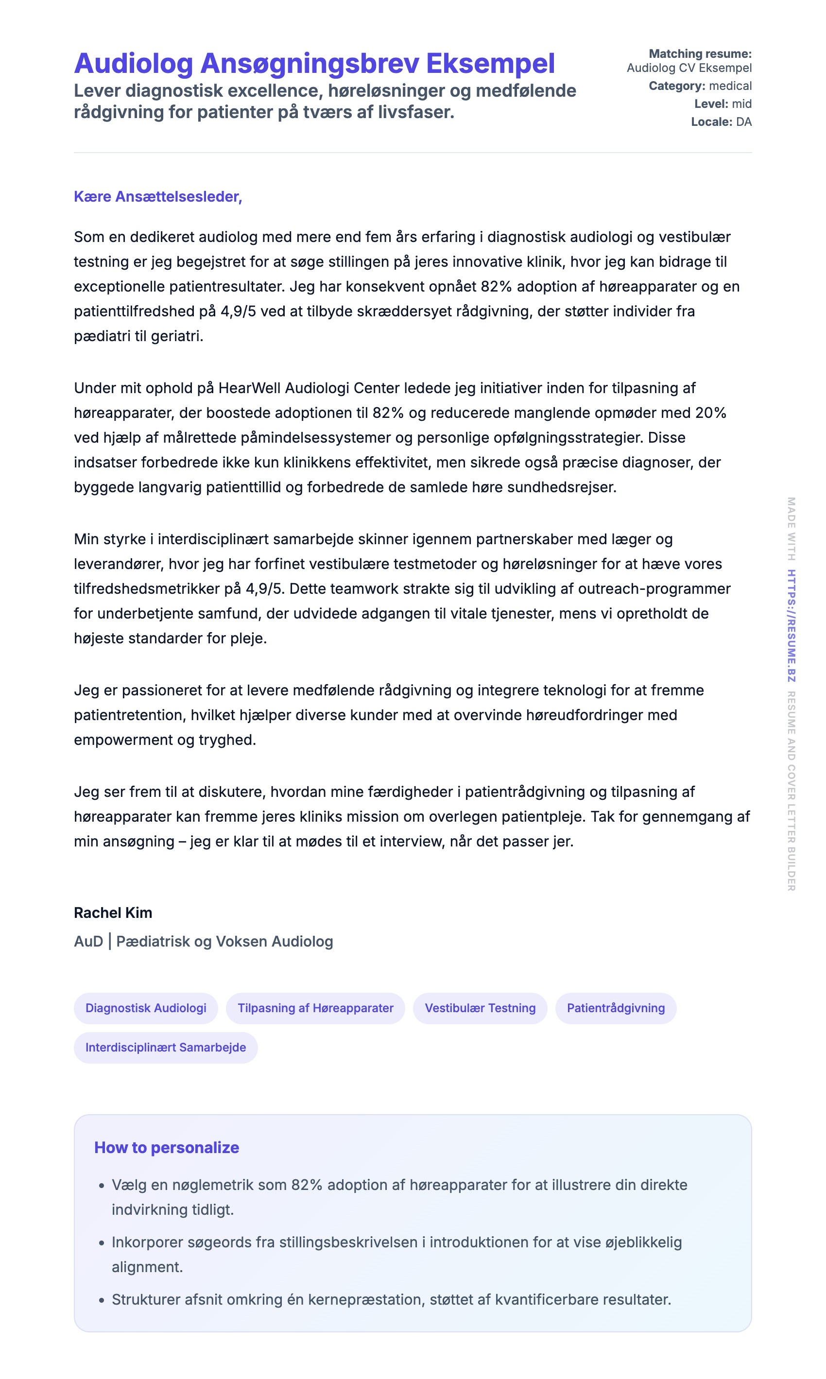 Ansøgningsbrev forhåndsvisning for Audiolog Ansøgningsbrev Eksempel