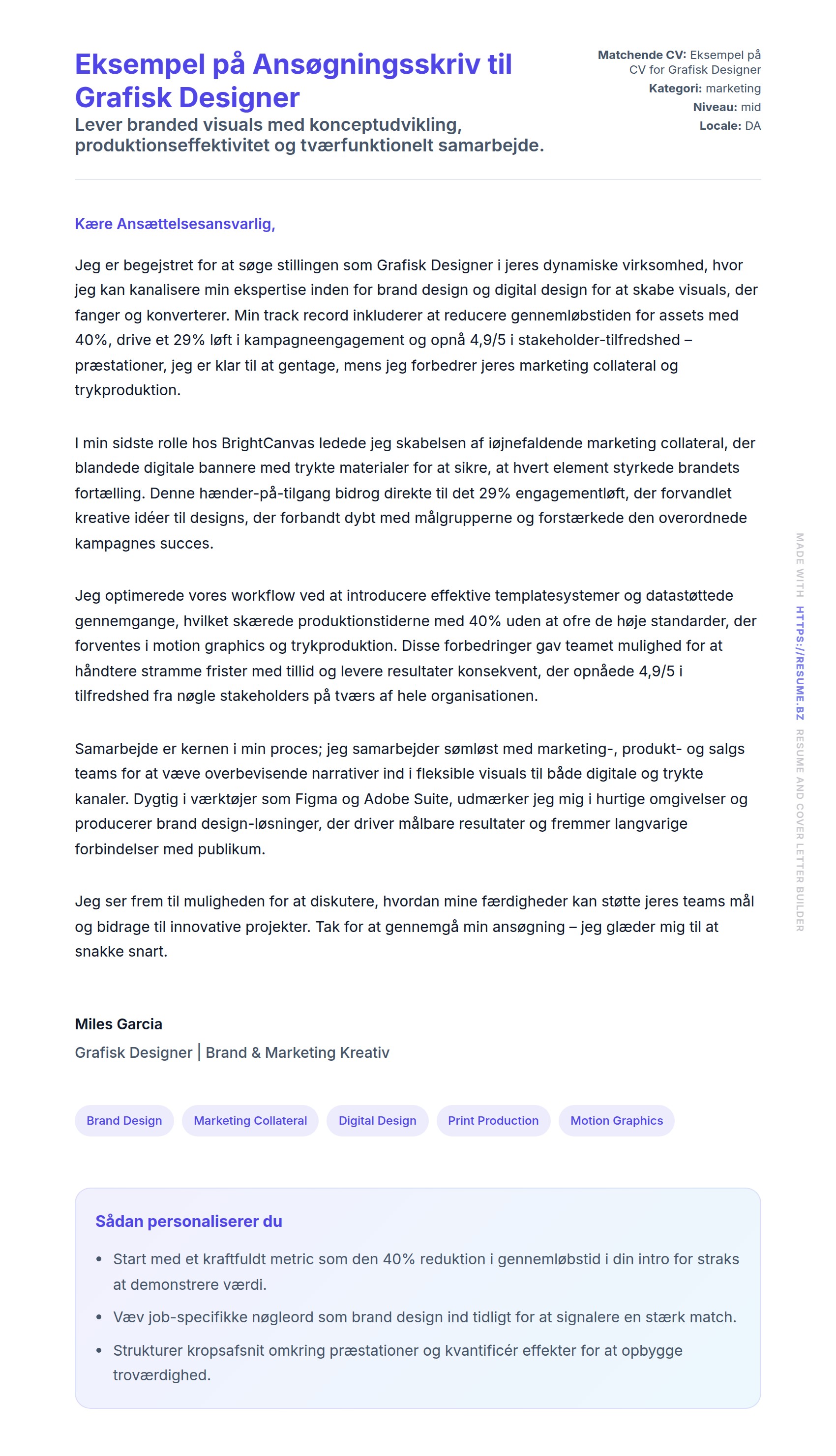Eksempel på Ansøgningsskriv til Grafisk Designer