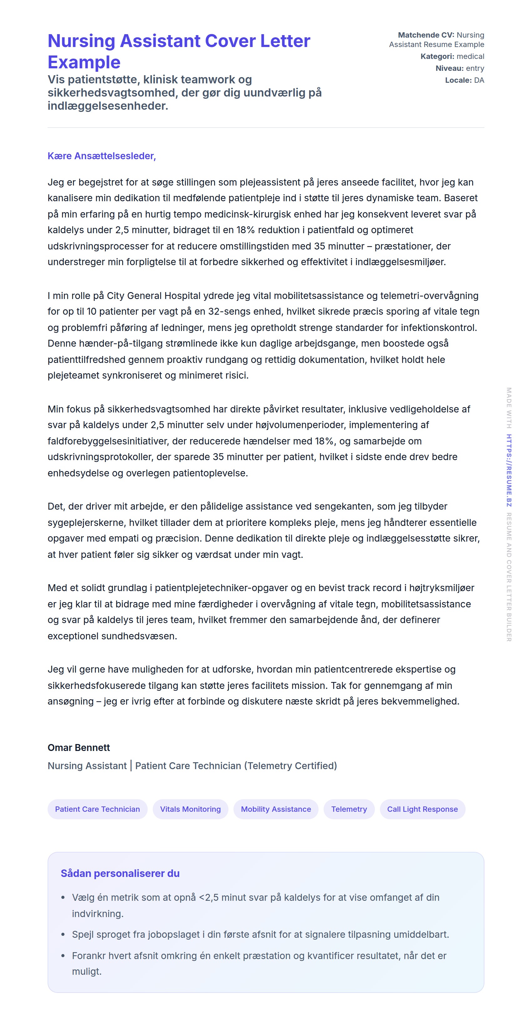 Ansøgningsbrev forhåndsvisning for Nursing Assistant Cover Letter Example