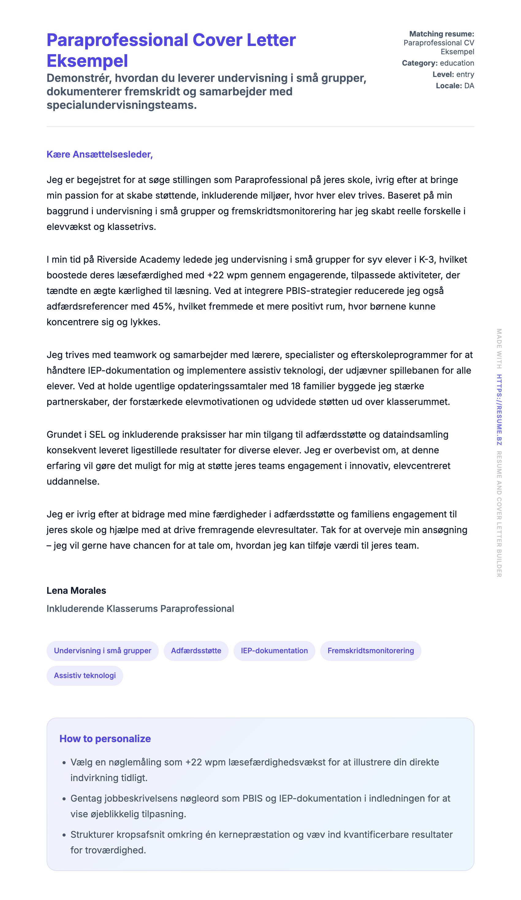Ansøgningsbrev forhåndsvisning for Paraprofessional Cover Letter Eksempel