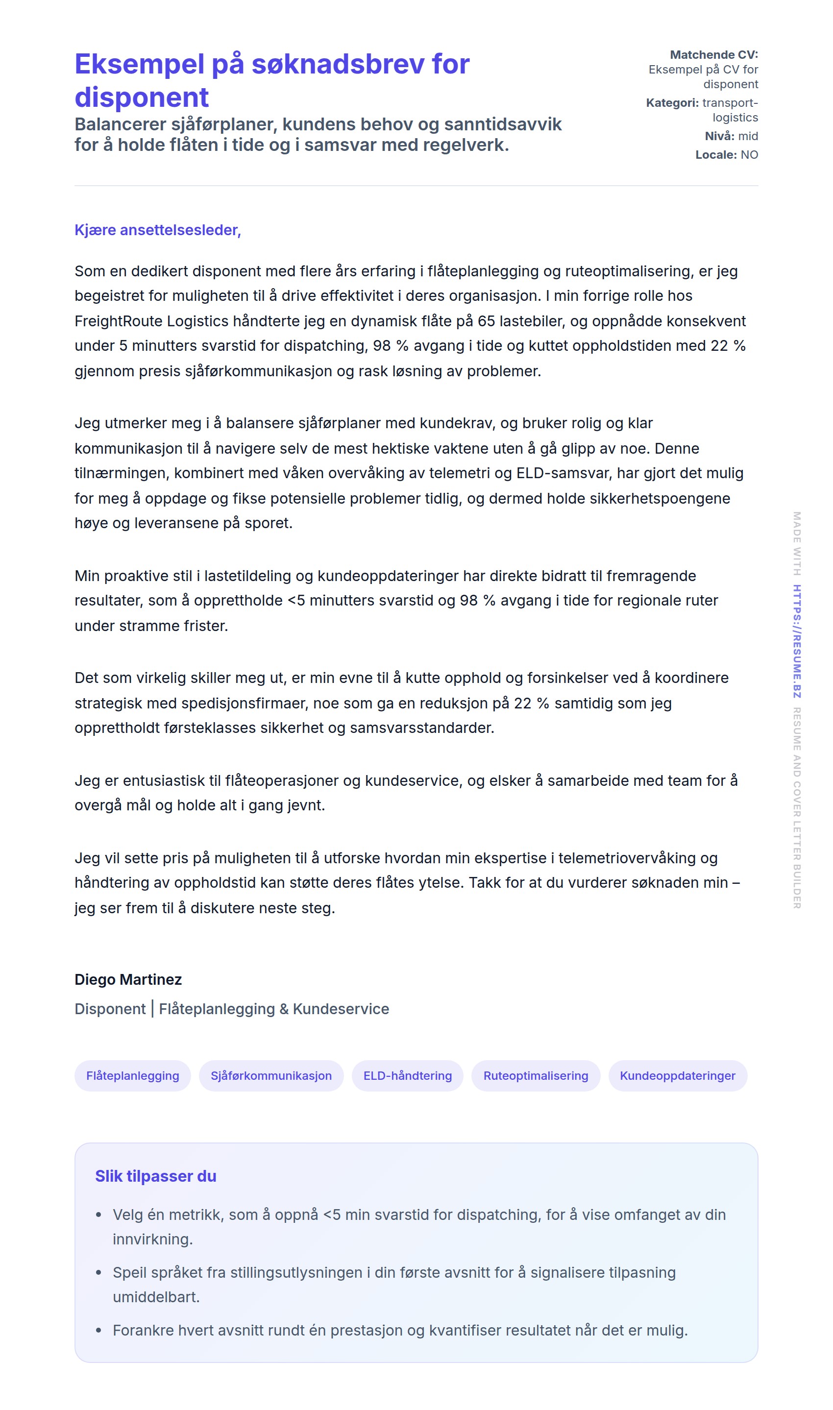 Forhåndsvisning av søknadsbrev for Eksempel på søknadsbrev for disponent