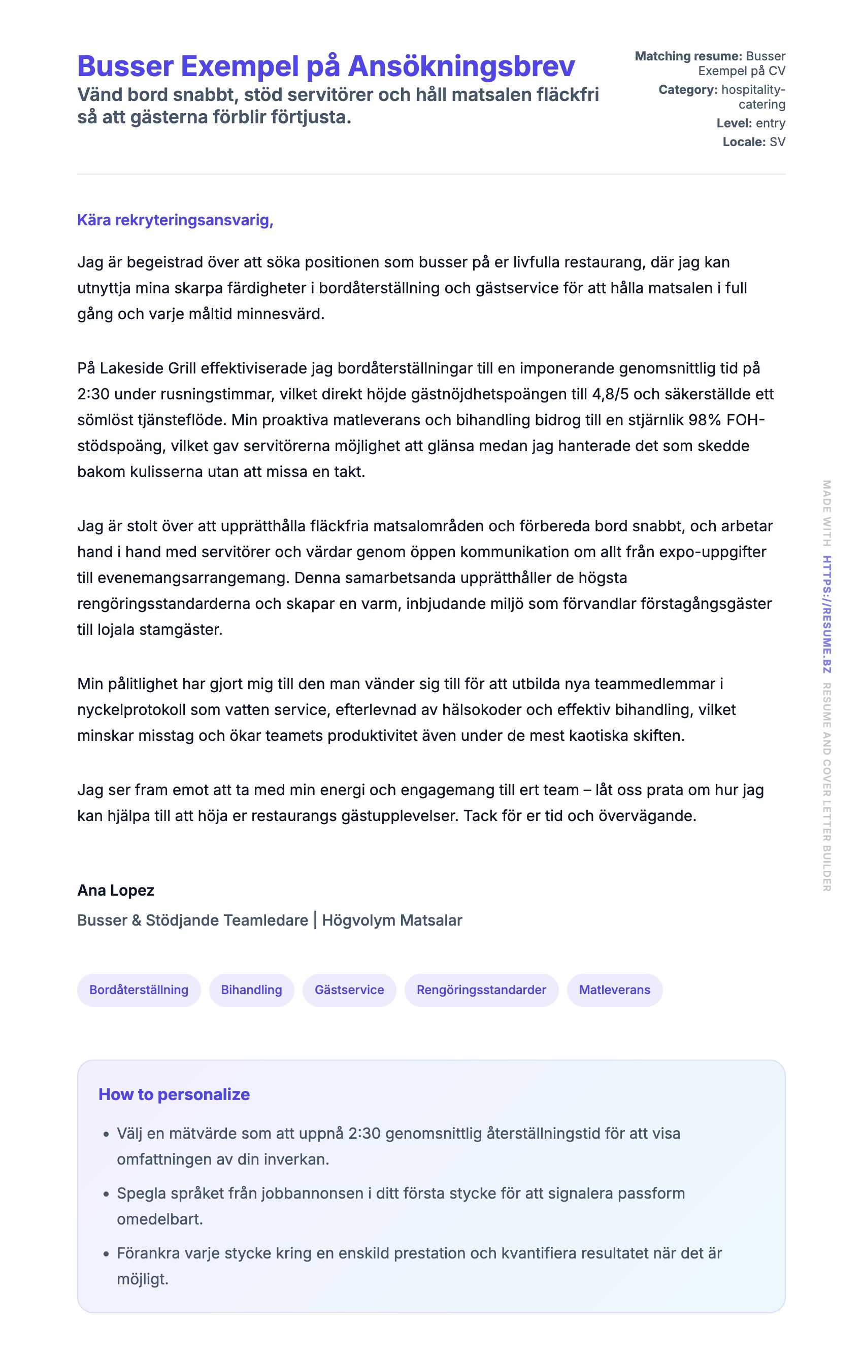 Förhandsgranskning av motivationsbrev för Busser Exempel på Ansökningsbrev