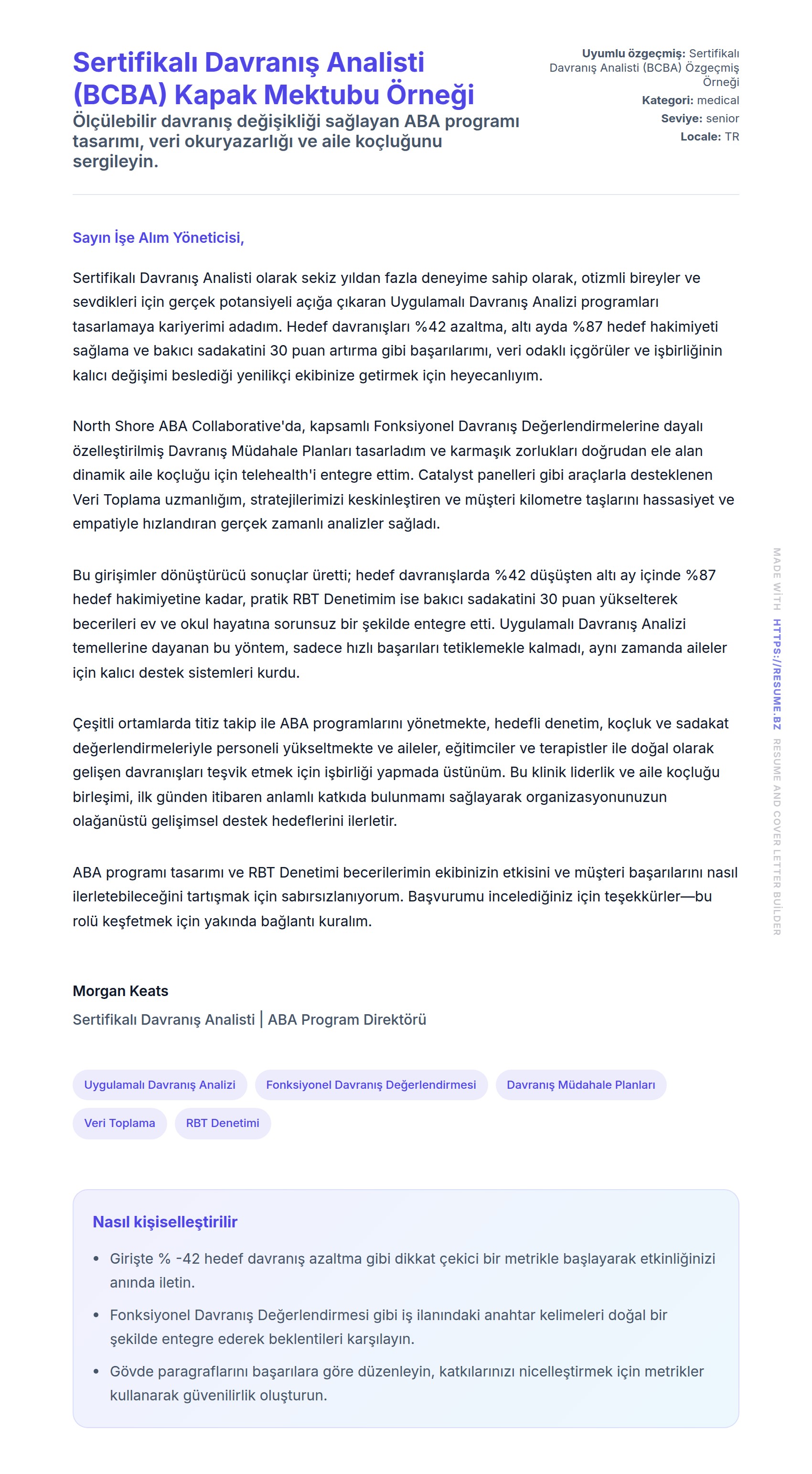 Kapak Mektubu önizlemesi Sertifikalı Davranış Analisti (BCBA) Kapak Mektubu Örneği için