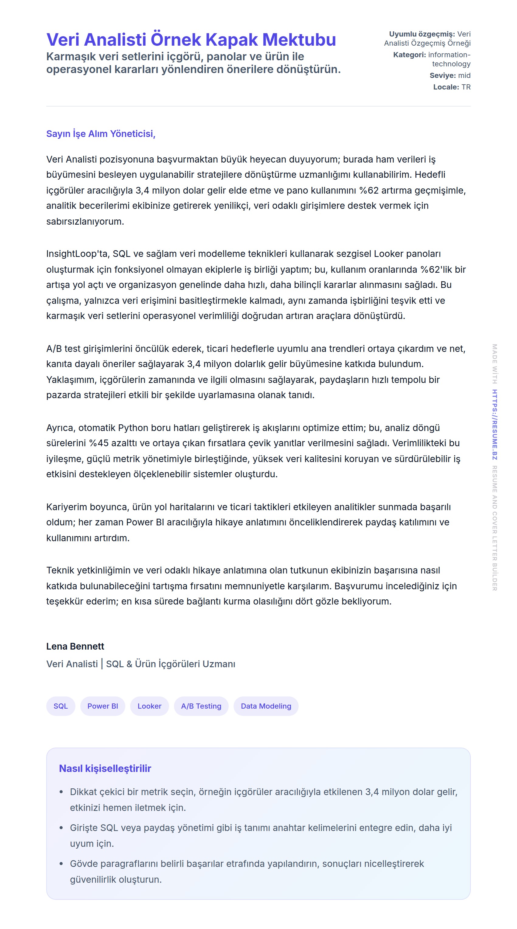 Kapak Mektubu önizlemesi Veri Analisti Örnek Kapak Mektubu için