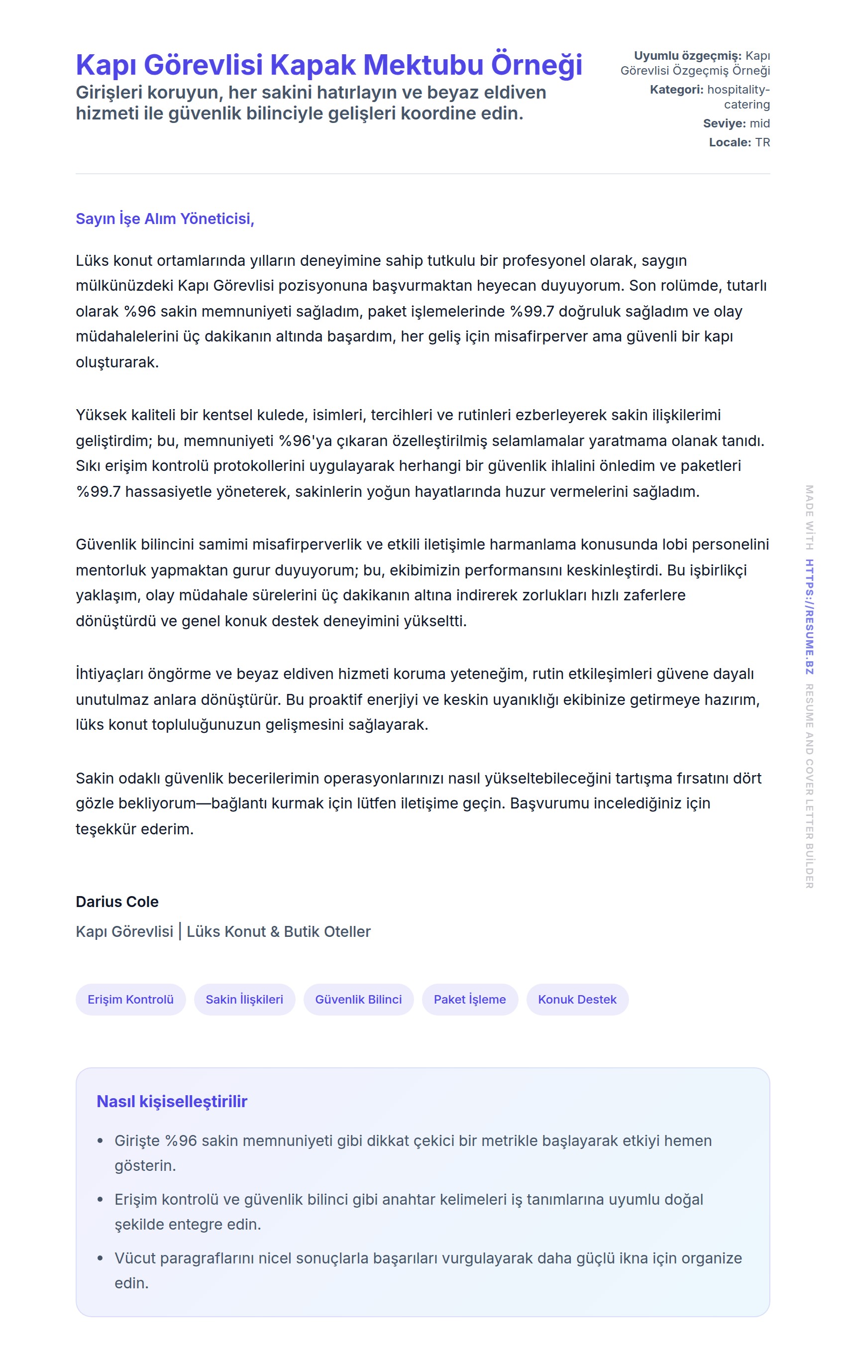 Kapak Mektubu önizlemesi Kapı Görevlisi Kapak Mektubu Örneği için
