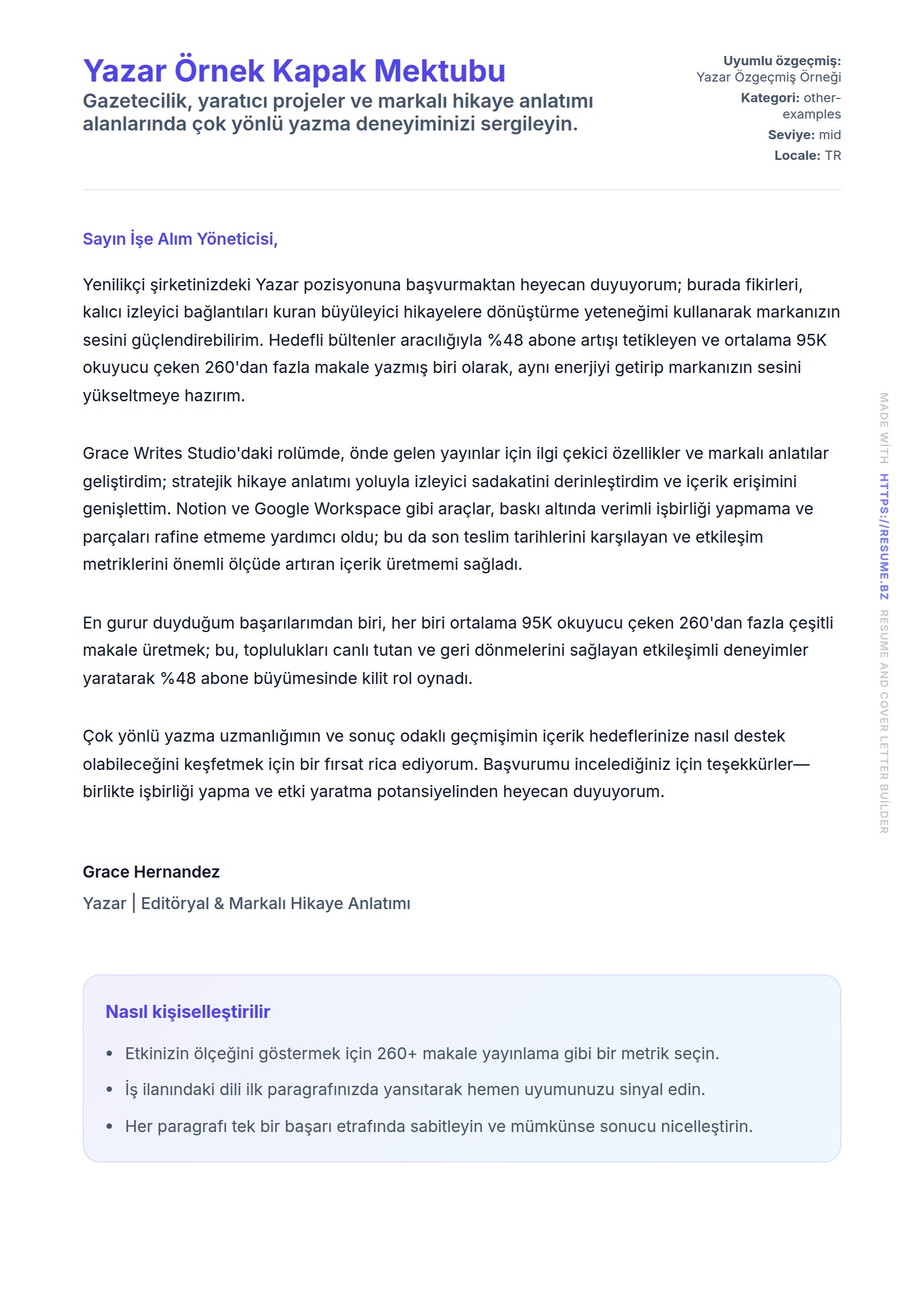 Kapak Mektubu önizlemesi Yazar Örnek Kapak Mektubu için