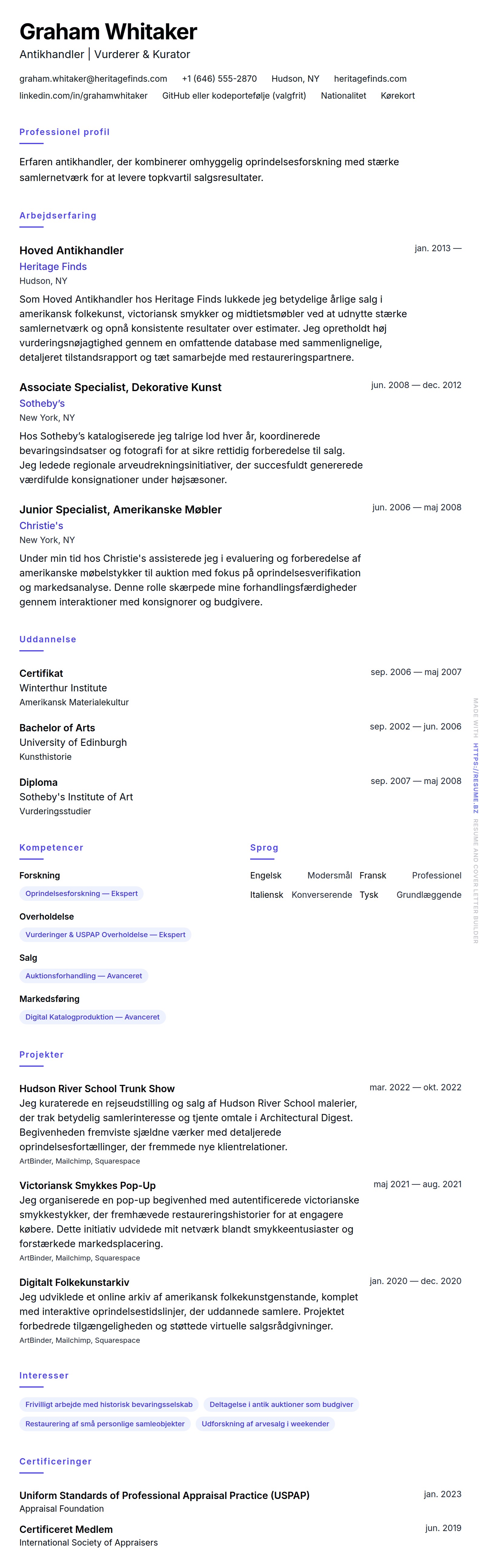 Antikhandler CV Eksempel