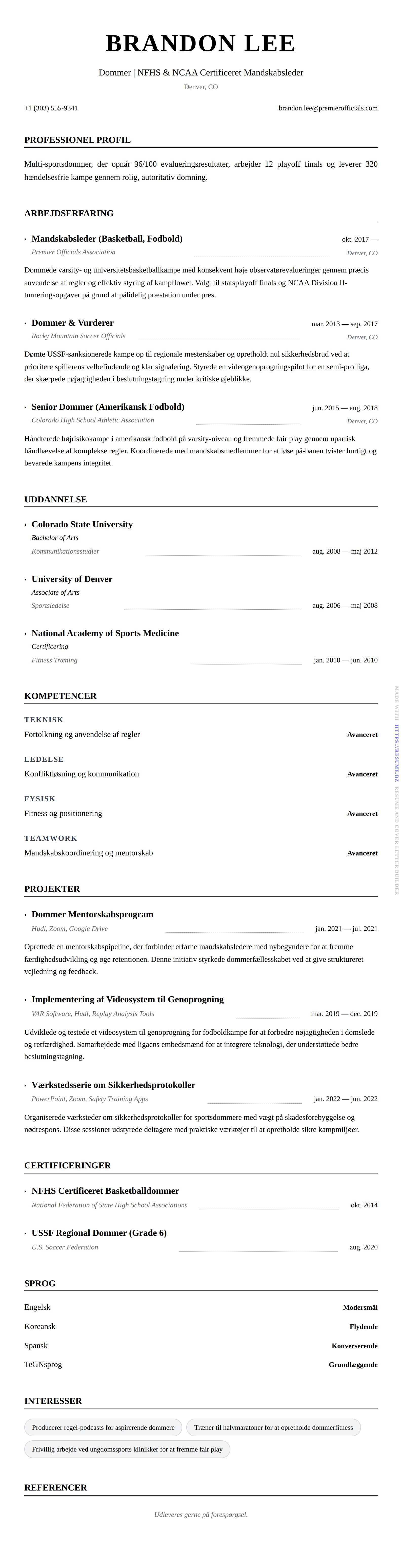 Dommer CV Eksempel