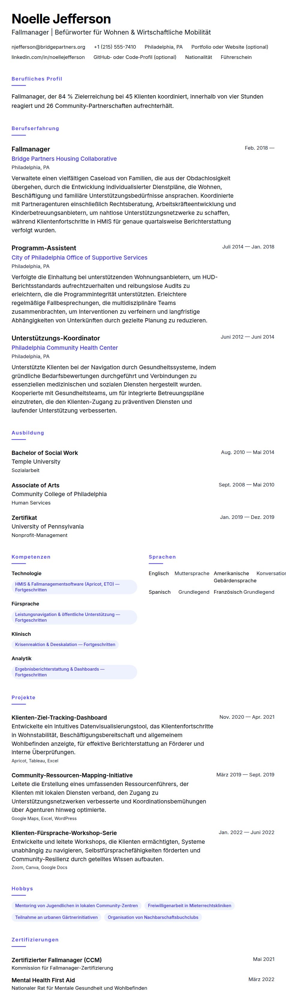 Lebenslaufvorschau für Fallmanager Lebenslauf Beispiel