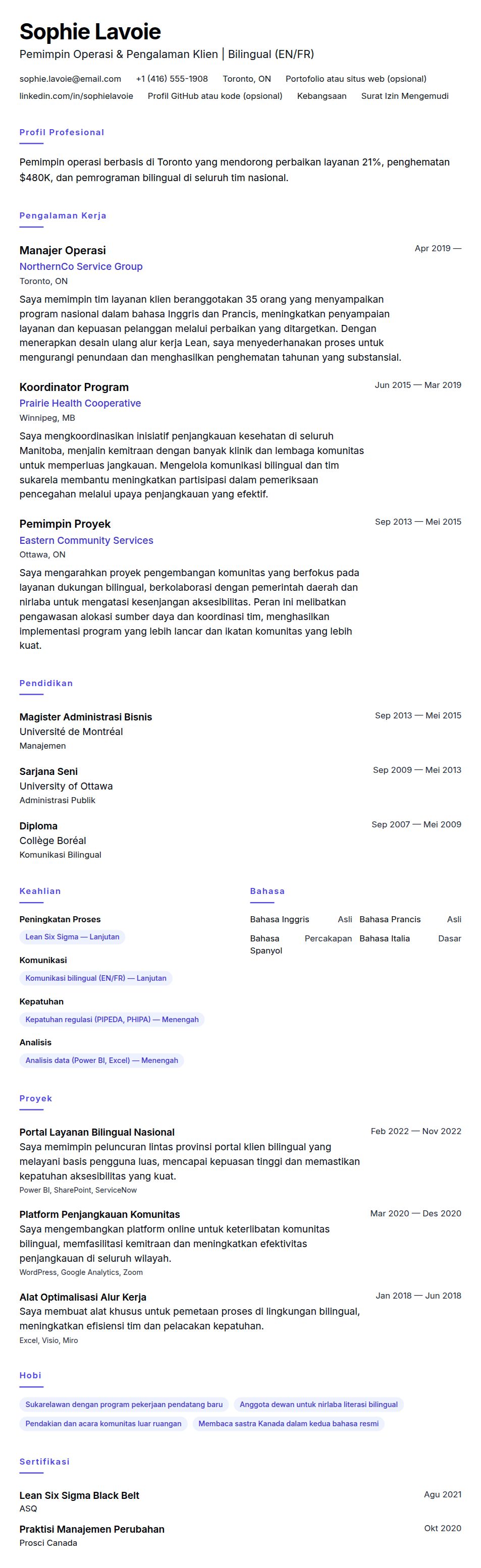 Pratinjau resume Contoh Resume Format Resume Kanada