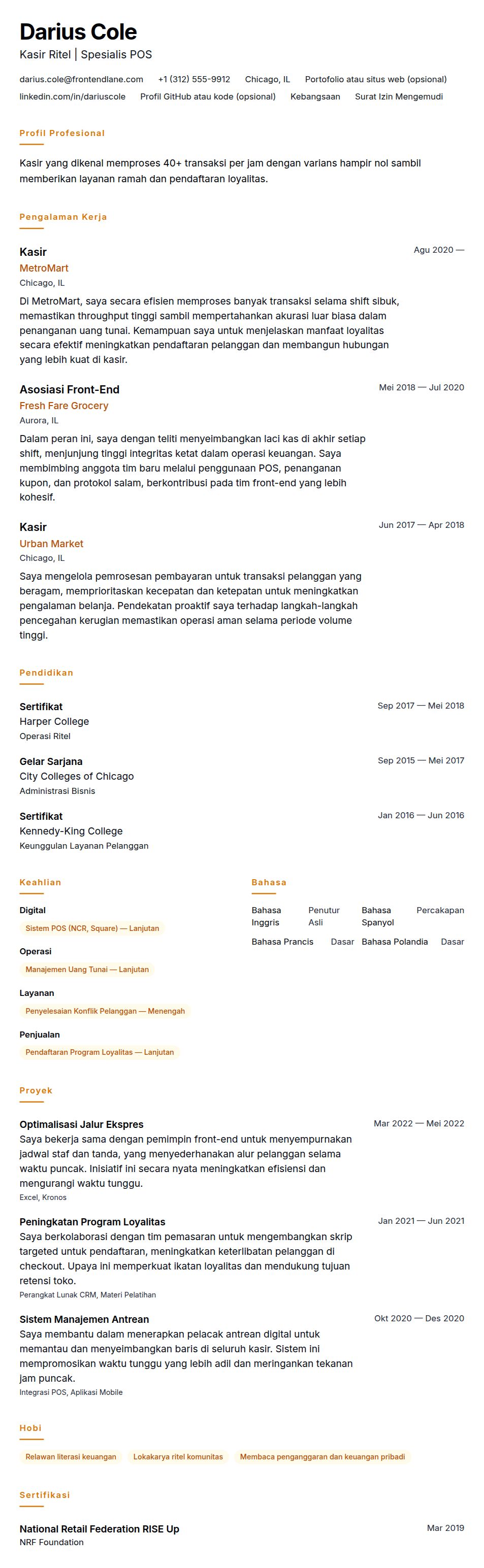 Contoh Resume Kasir