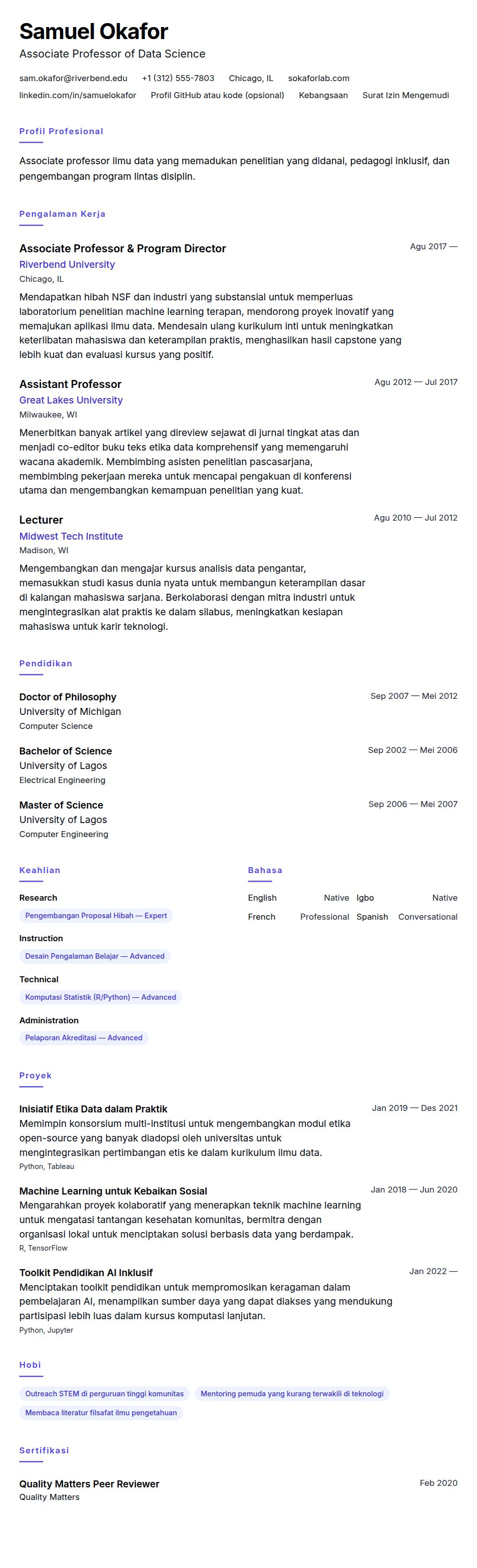 Pratinjau resume Contoh Resume Profesor Perguruan Tinggi