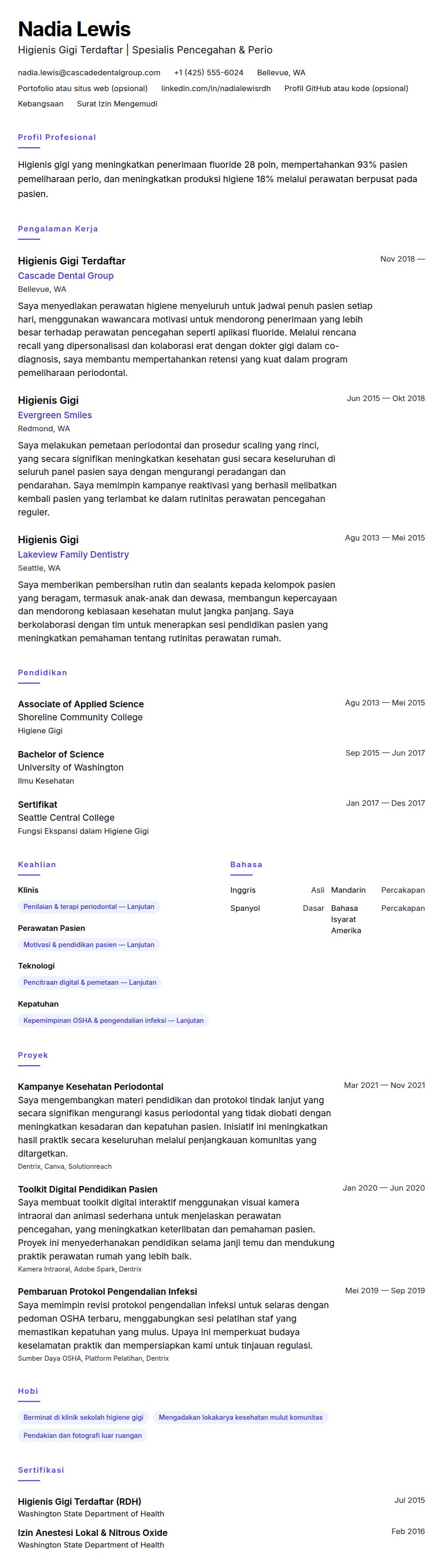 Pratinjau resume Contoh Resume Higienis Gigi