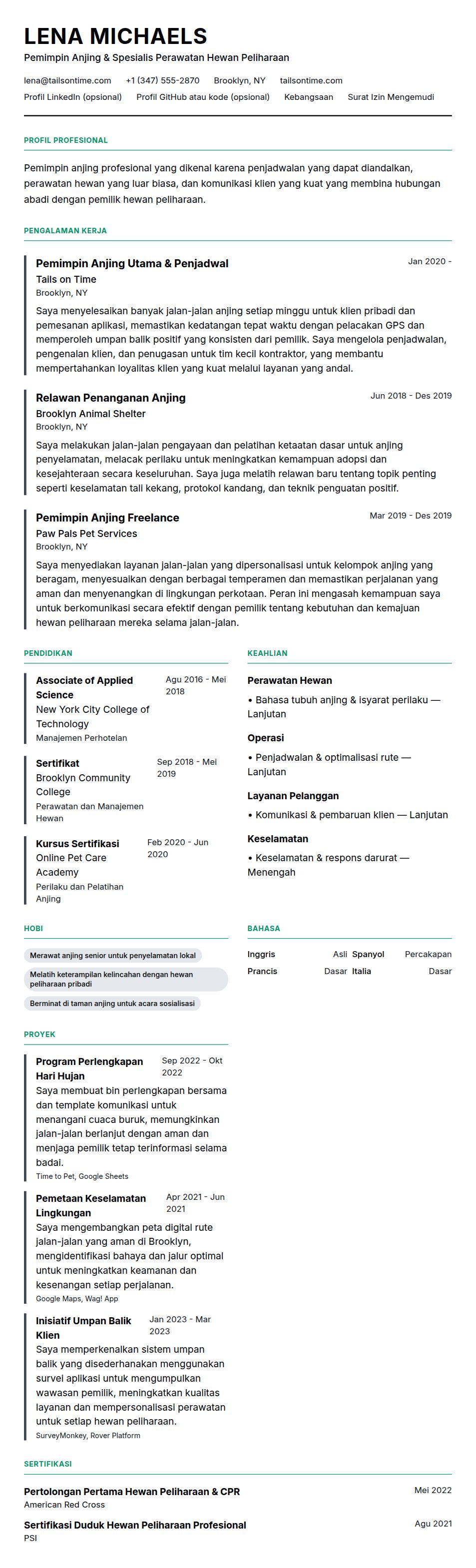 Pratinjau resume Contoh Resume Pemimpin Anjing