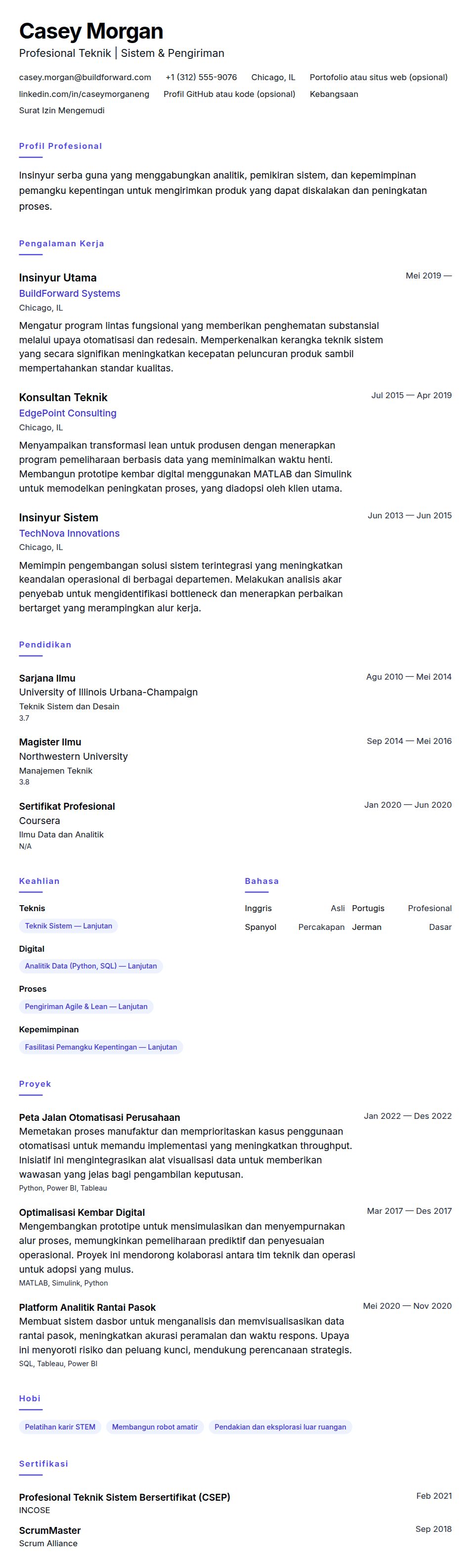 Pratinjau resume Contoh Resume Teknik