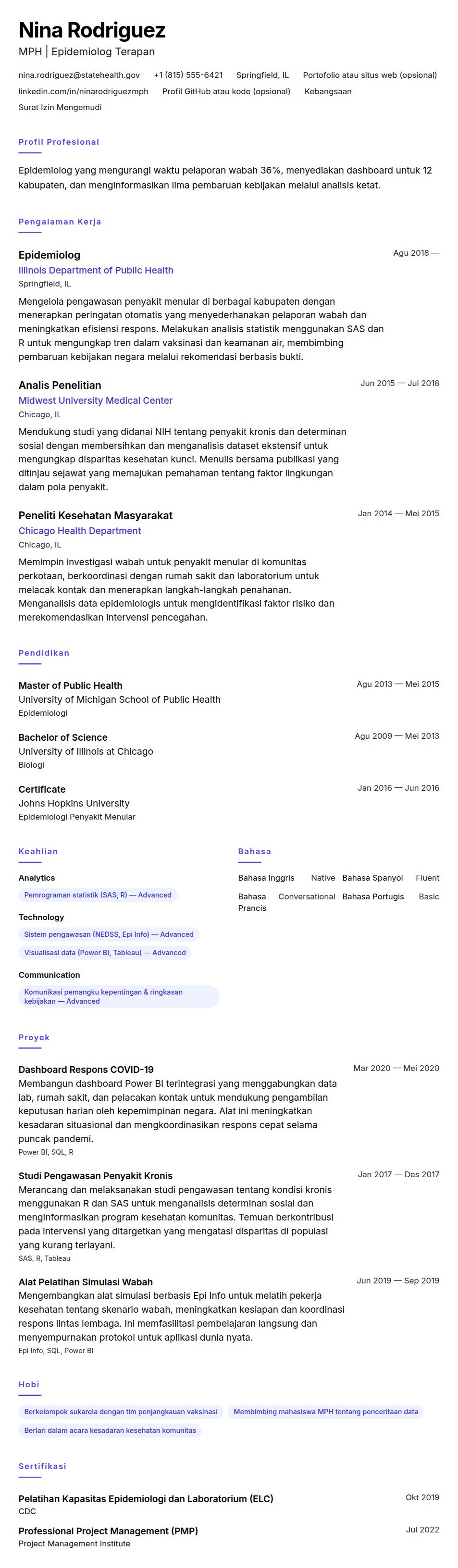 Pratinjau resume Contoh Resume Epidemiolog