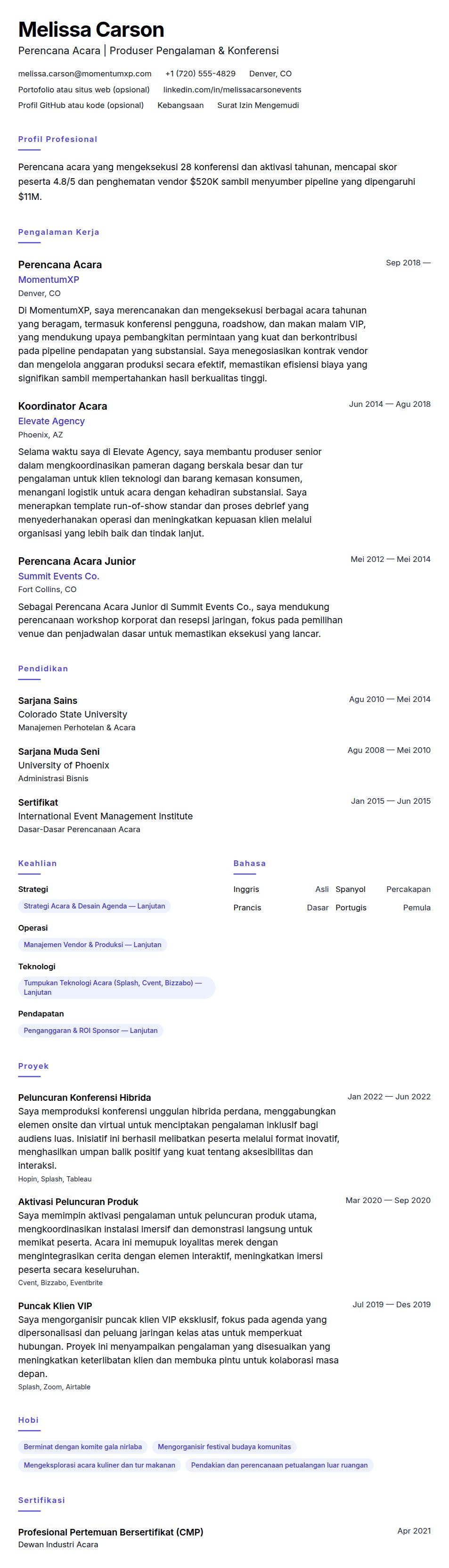 Contoh Resume Perencana Acara