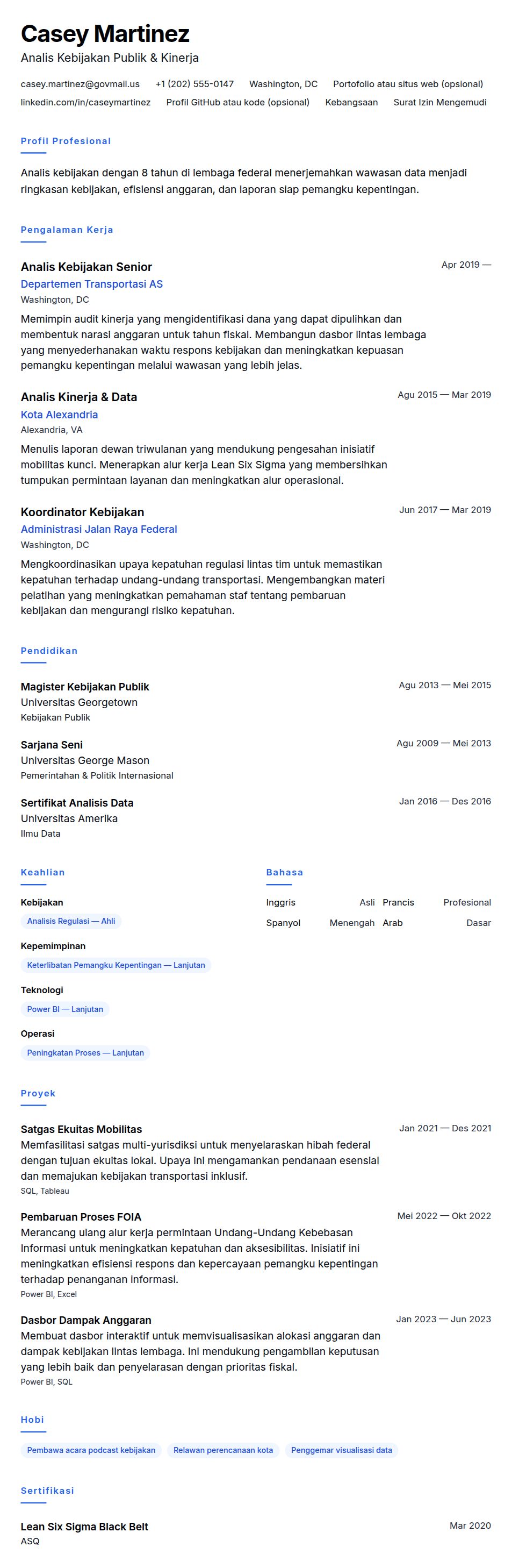 Pratinjau resume Contoh Resume Analis Pemerintah