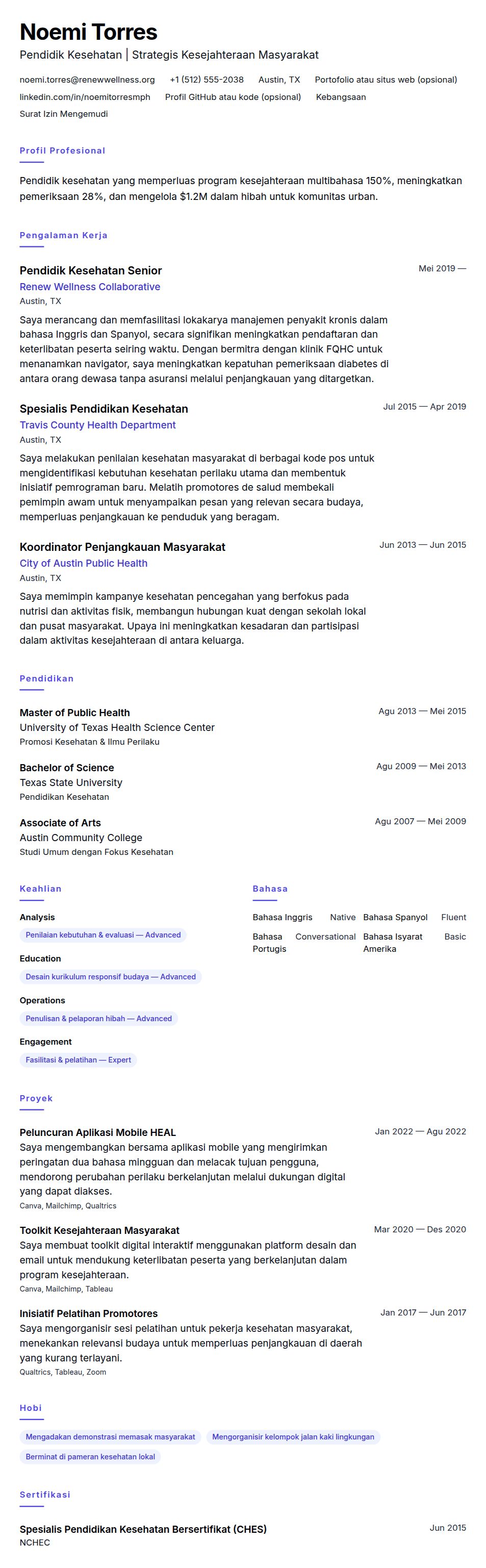 Contoh Resume Pendidik Kesehatan
