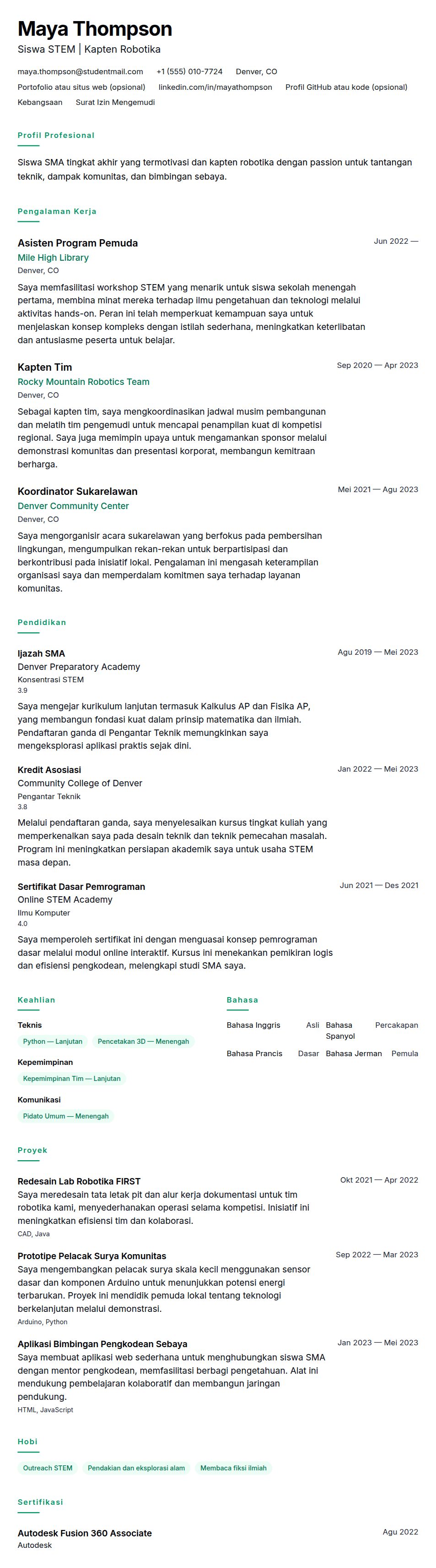 Pratinjau resume Contoh Resume Siswa SMA