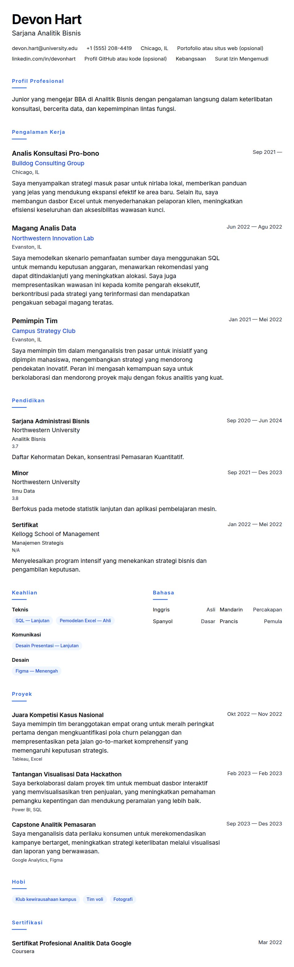 Pratinjau resume Contoh Resume Magang