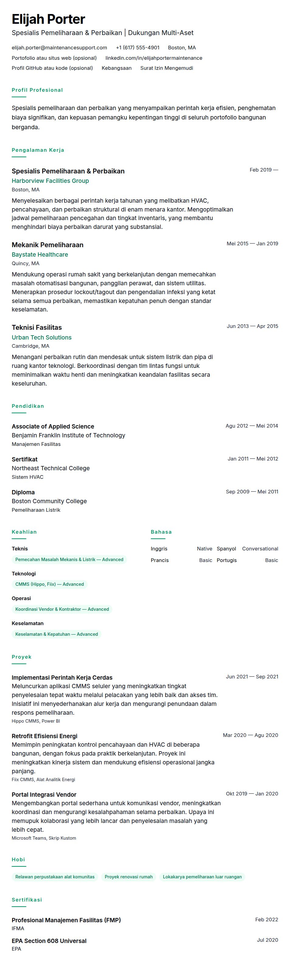 Contoh Resume Pemeliharaan & Perbaikan