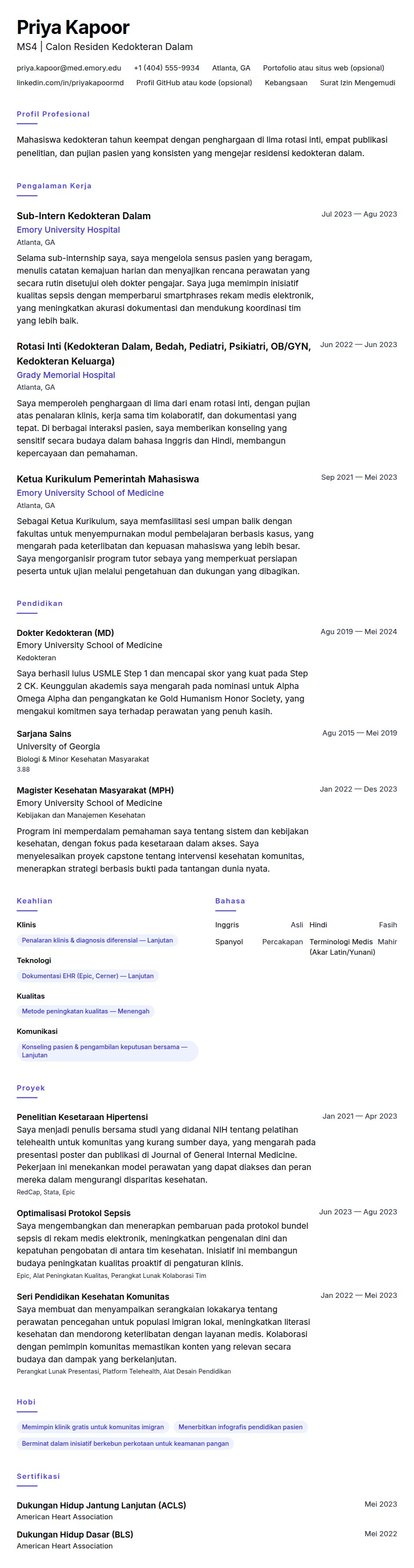 Pratinjau resume Contoh Resume Mahasiswa Kedokteran