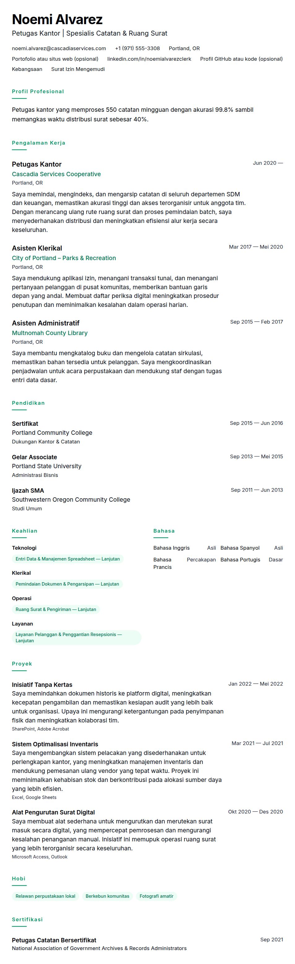 Contoh Resume Petugas Kantor