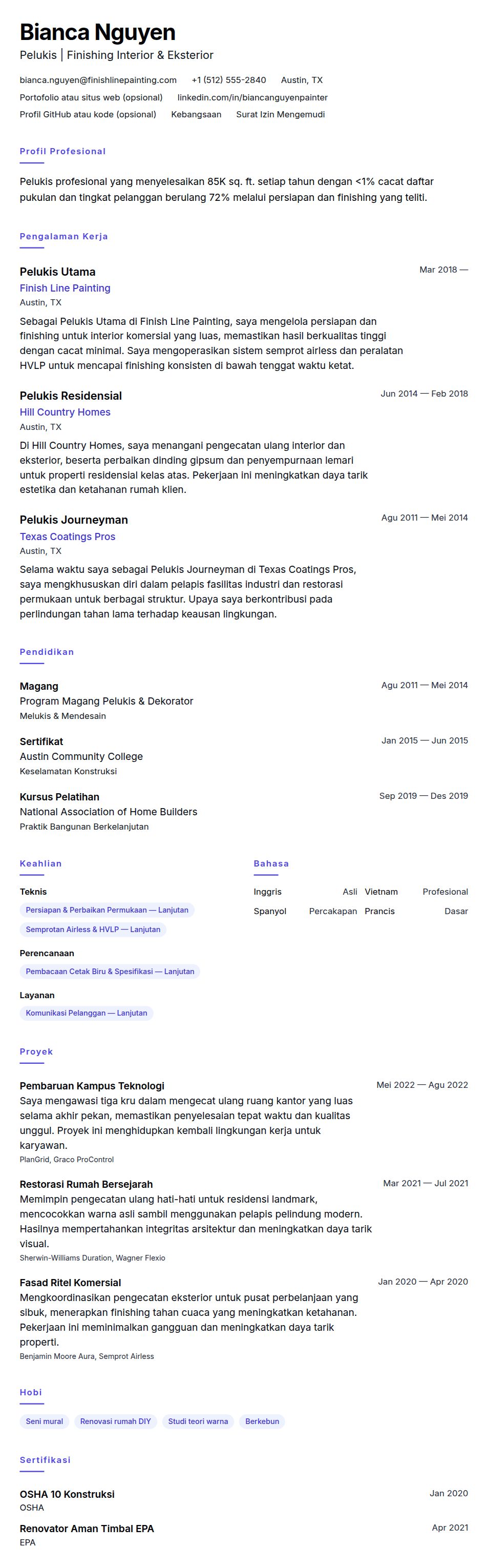 Pratinjau resume Contoh Resume Pelukis