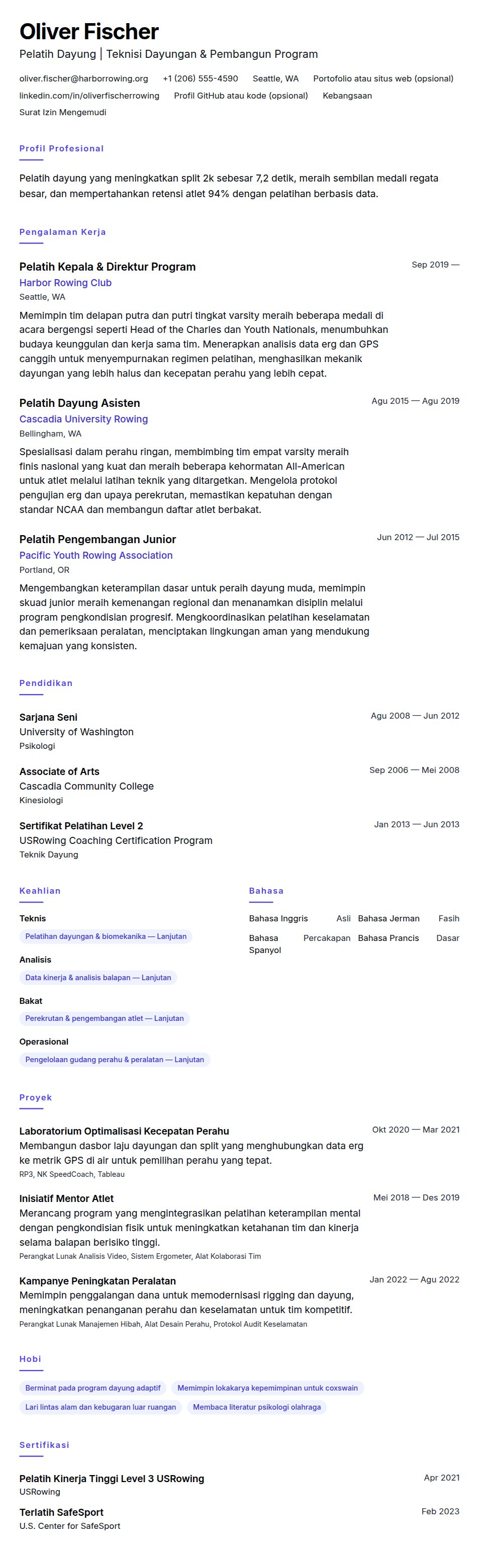 Pratinjau resume Contoh Resume Pelatih Dayung