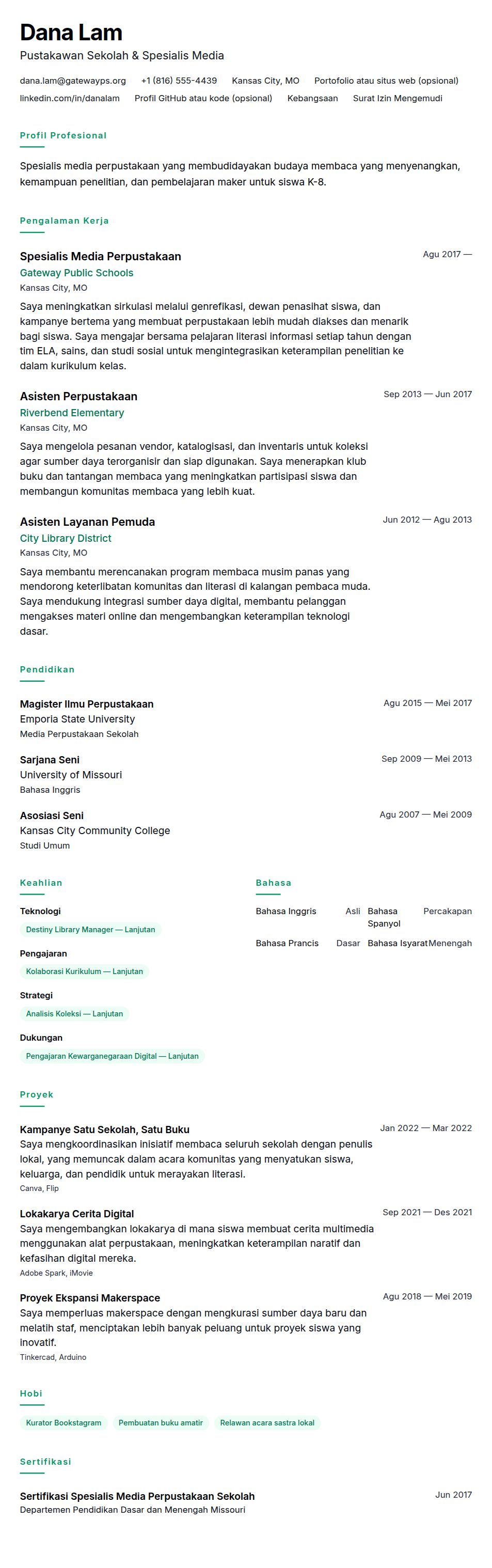 Contoh Resume Pustakawan
