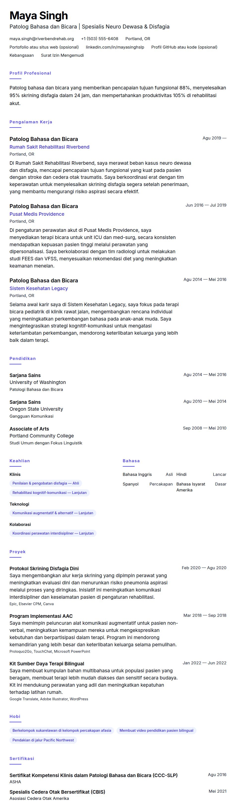 Pratinjau resume Contoh Resume Patolog Bahasa dan Bicara (SLP)