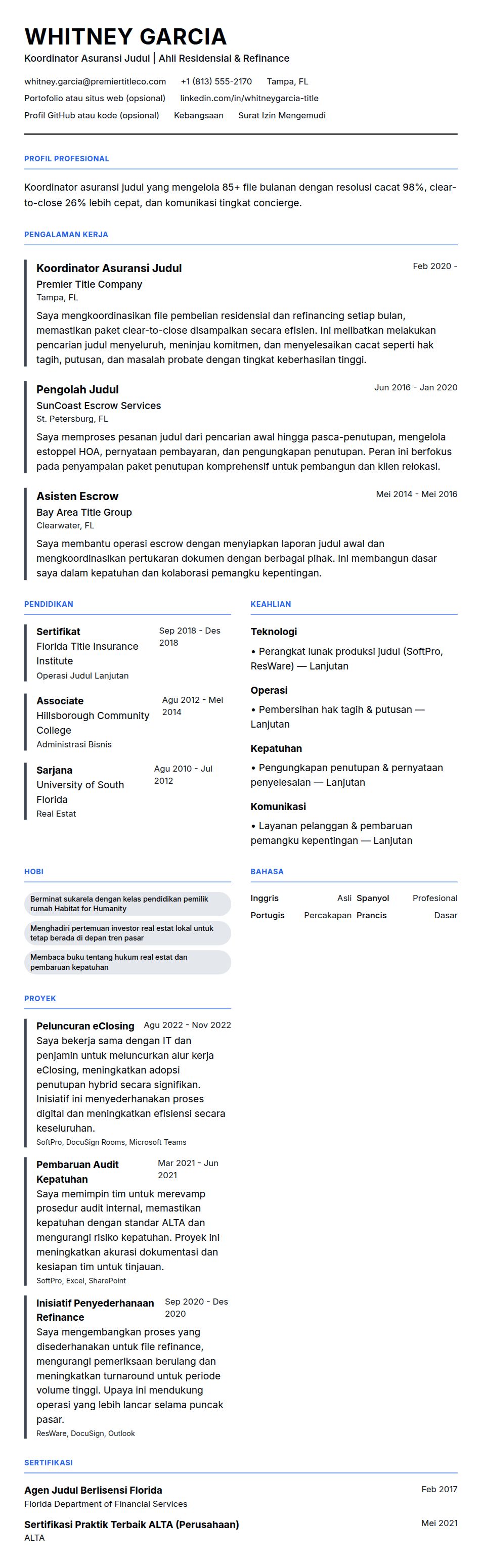 Pratinjau resume Contoh Resume Koordinator Asuransi Judul