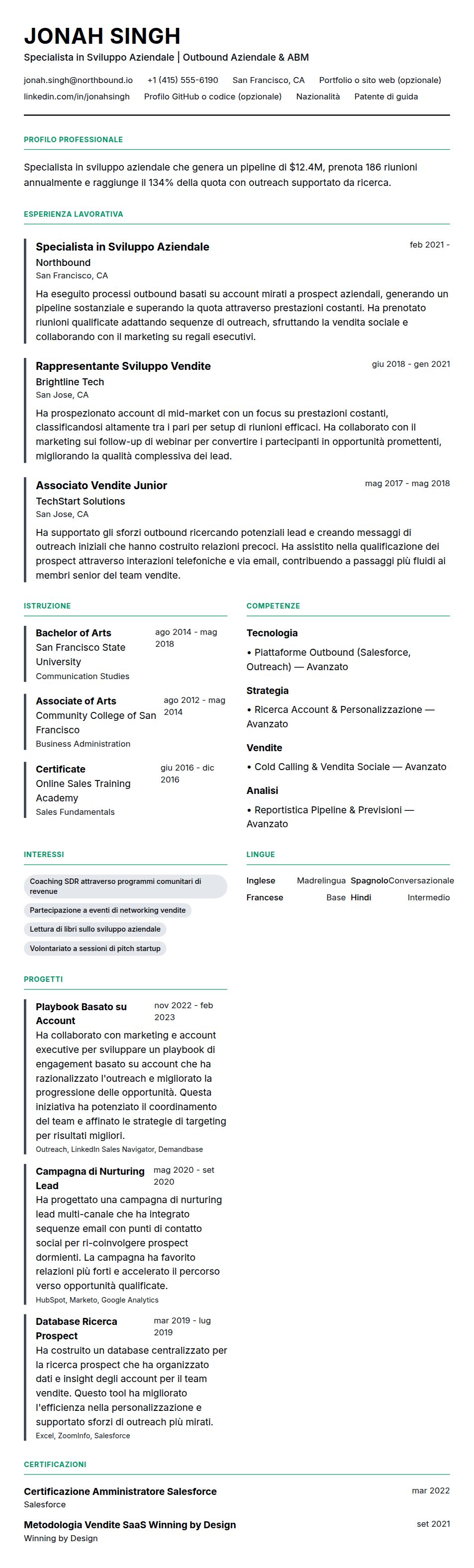 Anteprima del curriculum Esempio di Curriculum Vitae per Specialista in Sviluppo Aziendale