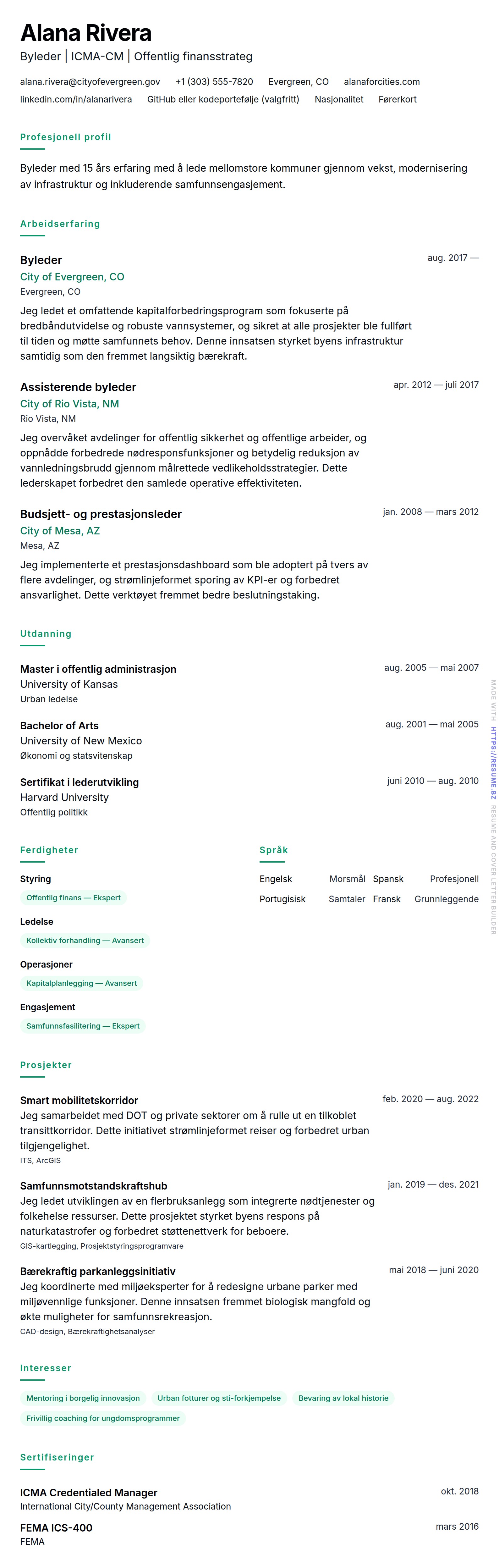 Byleder CV-eksempel
